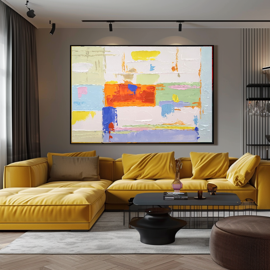 Large Modern Abstract Wall Art for Living room, Impasto Oil Painting on Canvas