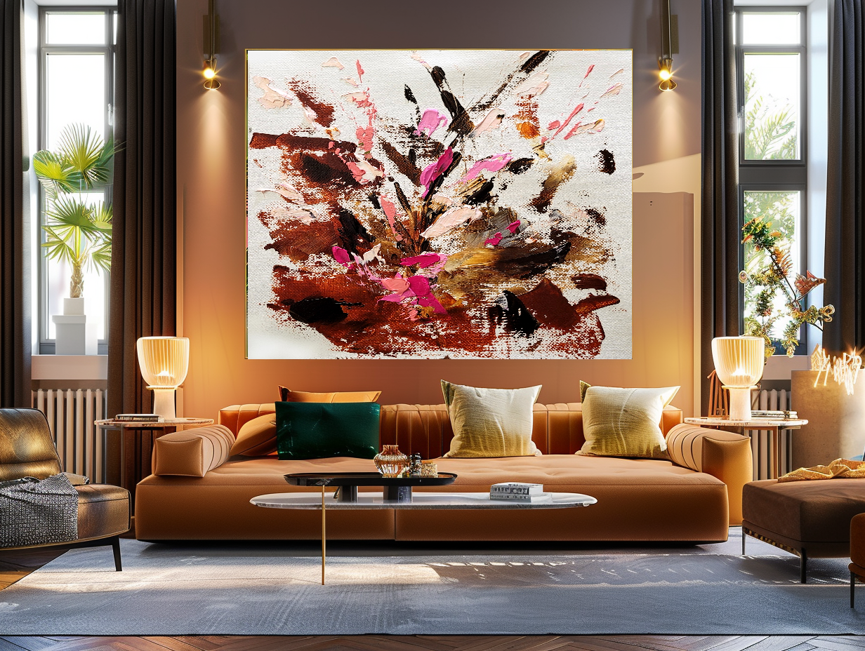 Large Modern Abstract Art for Living room, Impasto Oil Painting on Canvas, Autumn Blossom - Canvas ArtHandmade Art for sale