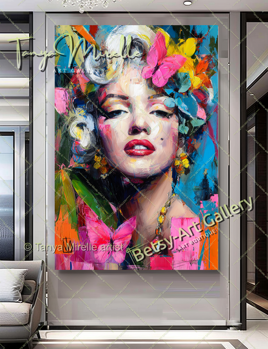 Oriental Marilyn Monroe Portrait - Vibrant Modern Canvas Print #5