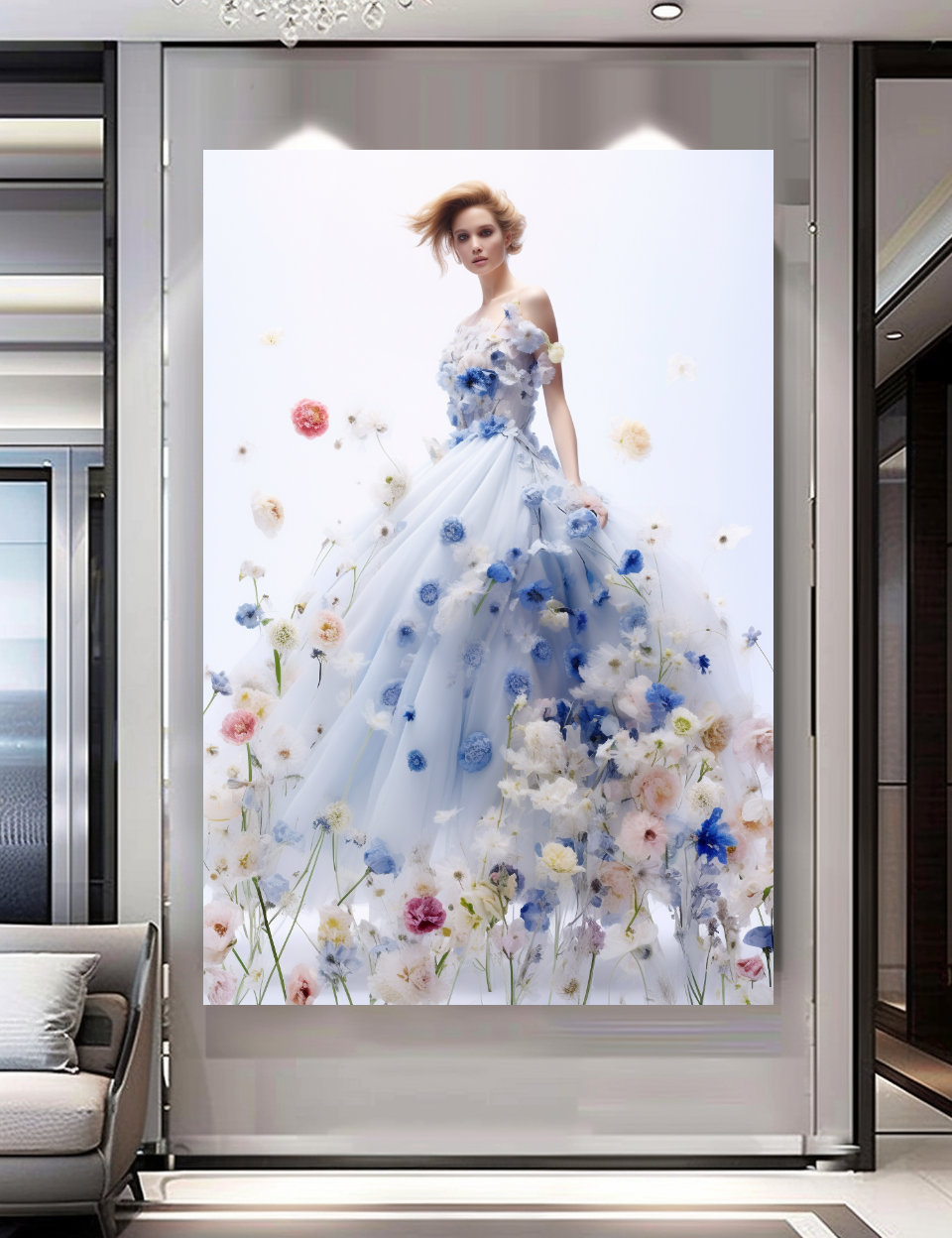 ПРЯМОУГОЛЬНЫЙ Grande toile imprimée étirée / Légendaire Marilyn Monroe en robe rouge / Impression d'art mural moderne