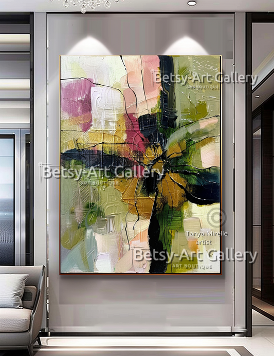 Floral Abstract Painting - Textured Impasto Wall Art #80