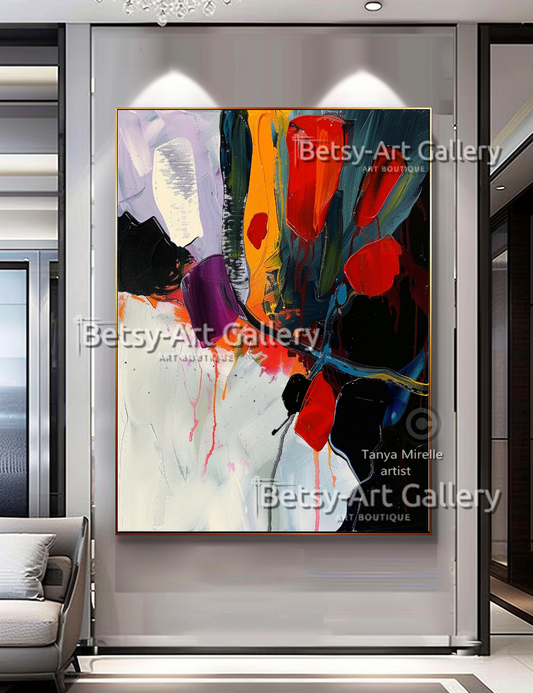 Bold Colors Modern Wall Art - Textured Impasto Painting #100