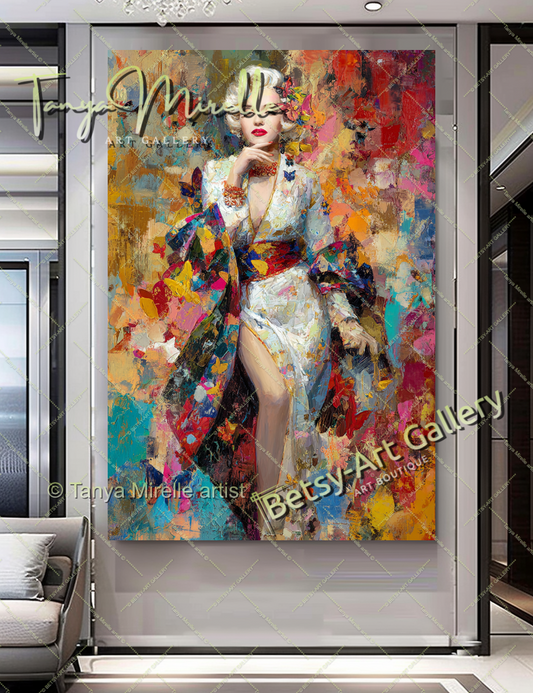 Oriental Marilyn Monroe Portrait - Vibrant Modern Canvas Print #9