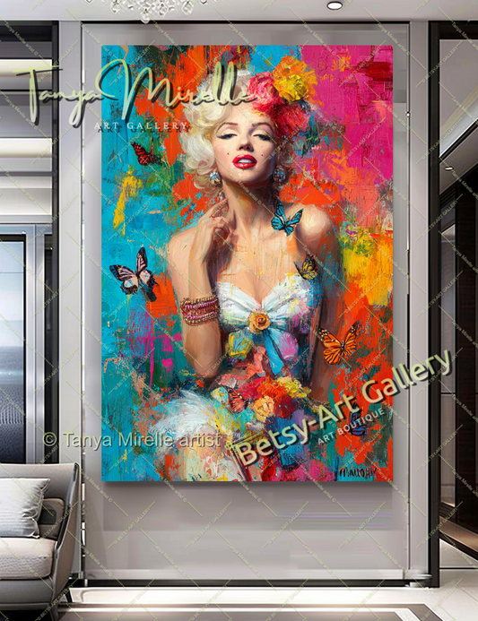 Oriental Marilyn Monroe Portrait - Vibrant Modern Canvas Print #2