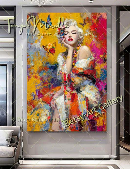 Oriental Marilyn Monroe Portrait - Vibrant Modern Canvas Print #7