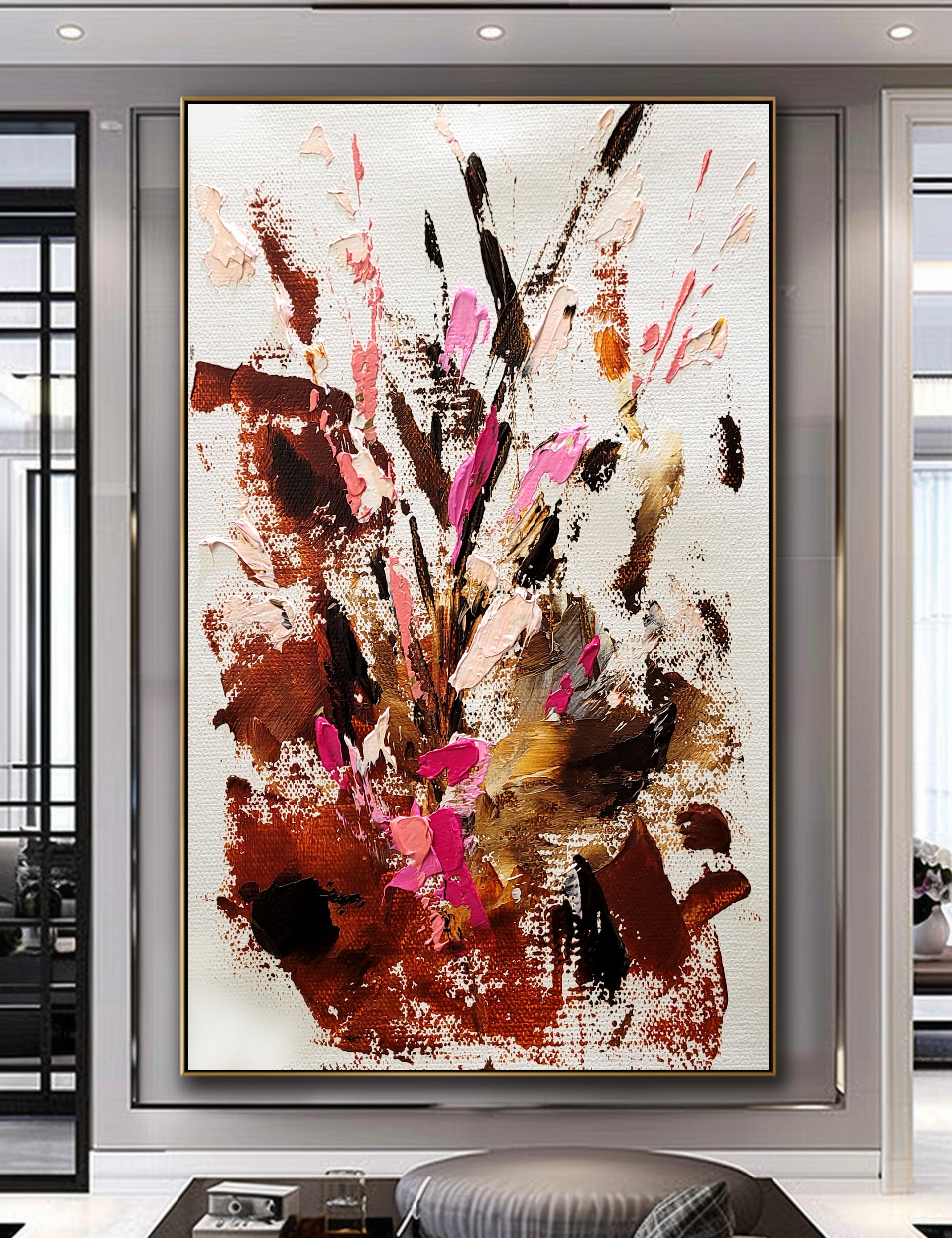 Large Modern Abstract Art for Living room, Impasto Oil Painting on Canvas, Autumn Blossom - Canvas ArtHandmade Art for sale