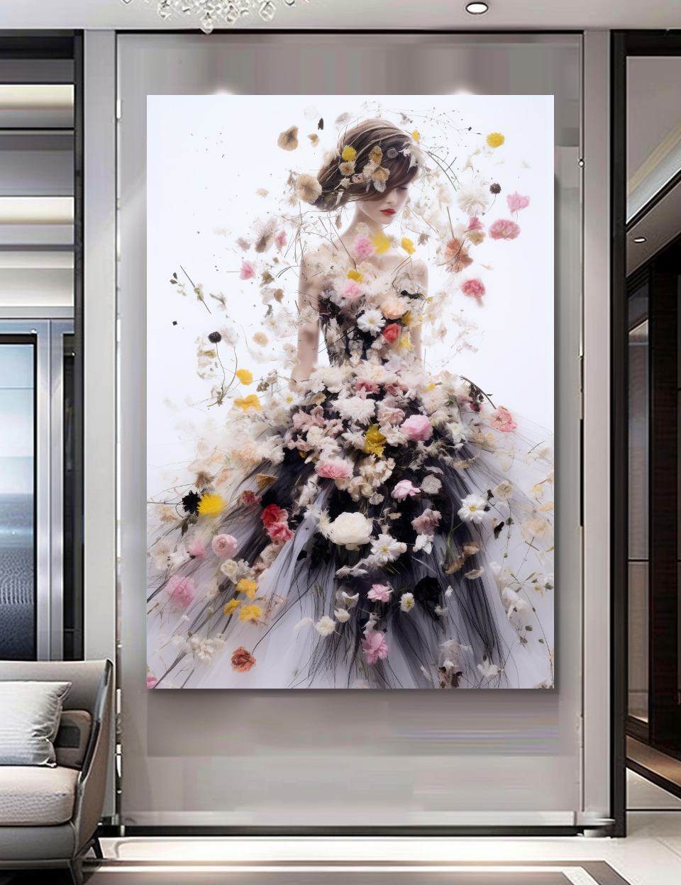 Fashion Perfume Floral Woman Wall Art on Canvas - Elegant Home Decor