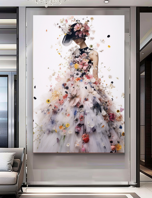 Fashion Perfume Floral Woman Wall Art on Canvas - Elegant Home Decor