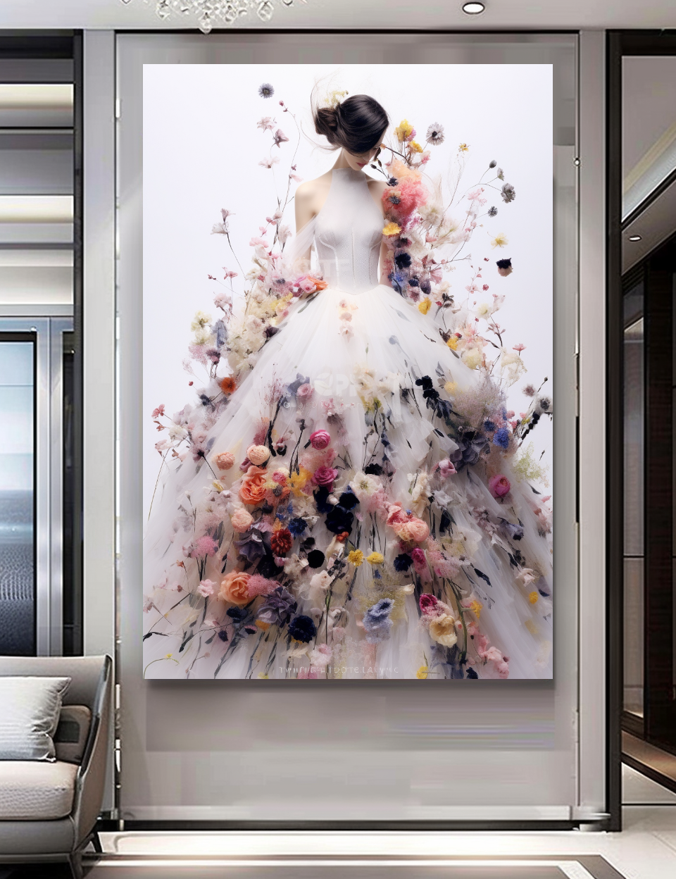 Fashion Perfume Floral Woman Wall Art on Canvas - Elegant Home Decor