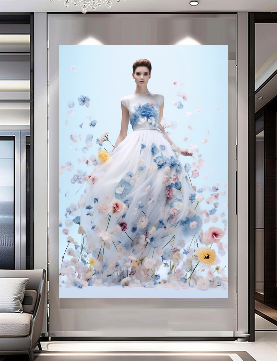 ПРЯМОУГОЛЬНЫЙ Grande toile imprimée étirée / Légendaire Marilyn Monroe en robe rouge / Impression d'art mural moderne