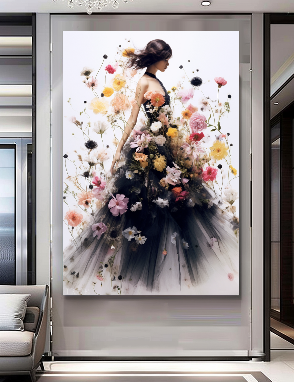 Glamorous Perfume Floral Woman Art - Chic Home Decor