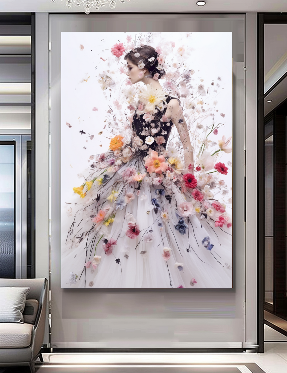 Glamorous Perfume Floral Woman Art - Chic Home Decor