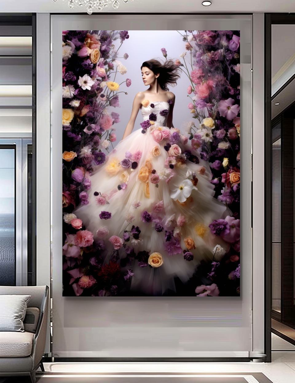 Romantic Blooming Flowers Dress - Perfume Floral Woman Art - Chic Home Decor