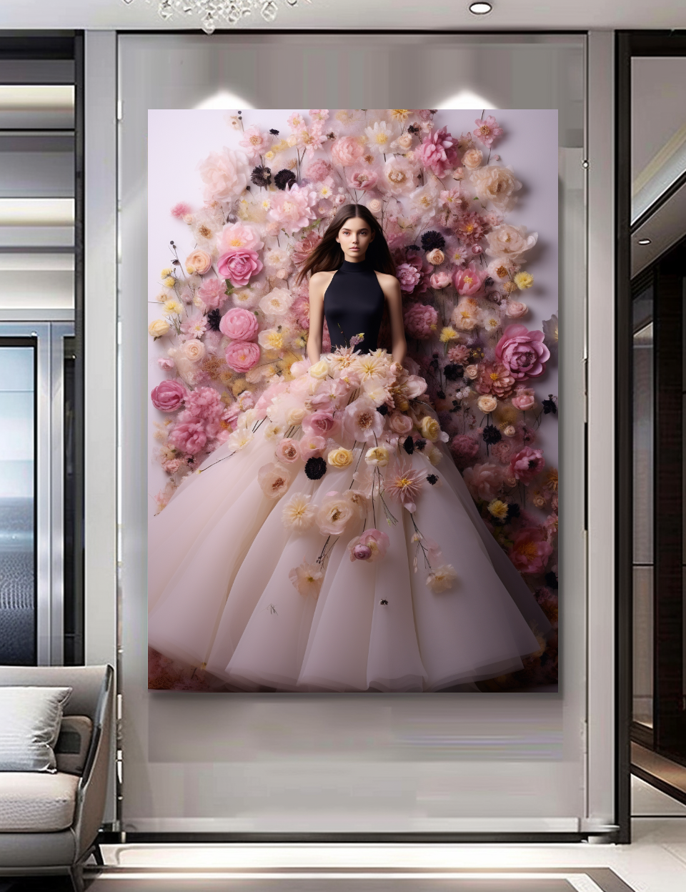 Romantic Blooming Flowers Dress - Perfume Floral Woman Art - Chic Home Decor