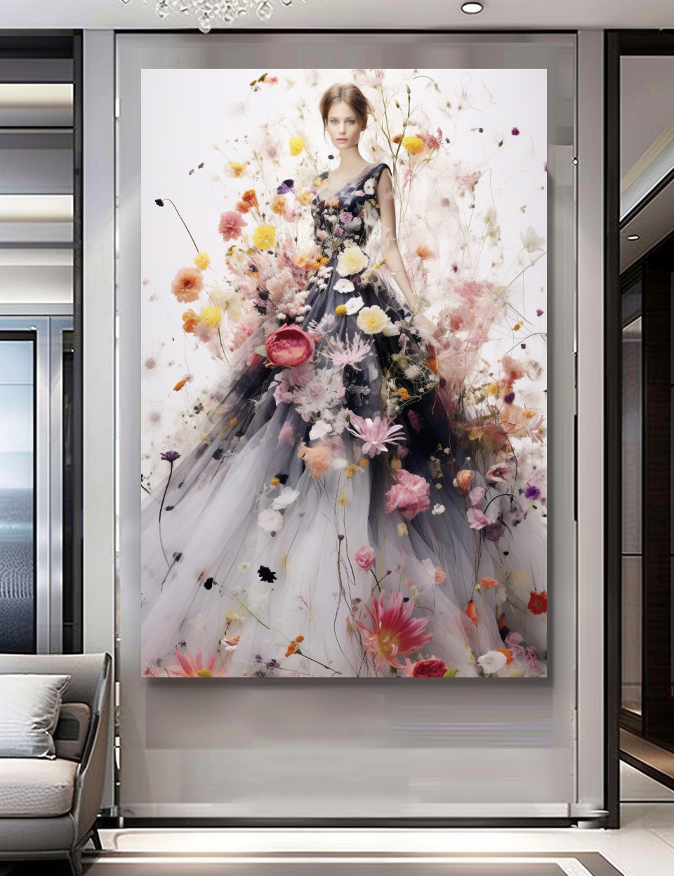 Blooming Flowers Dress - Perfume Floral Woman Art - Chic Home Decor