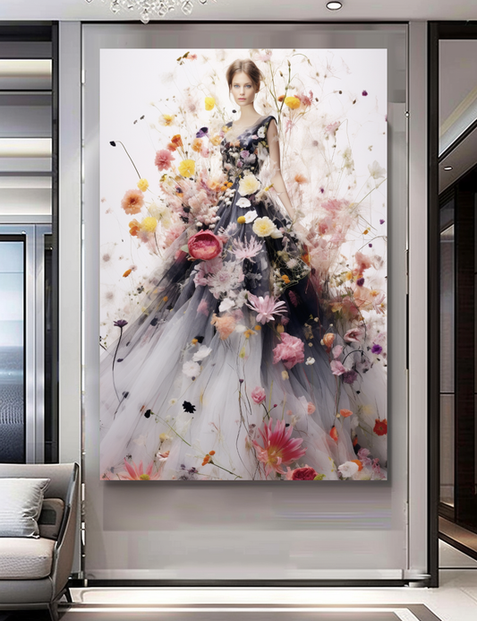 Blooming Flowers Dress - Perfume Floral Woman Art - Chic Home Decor
