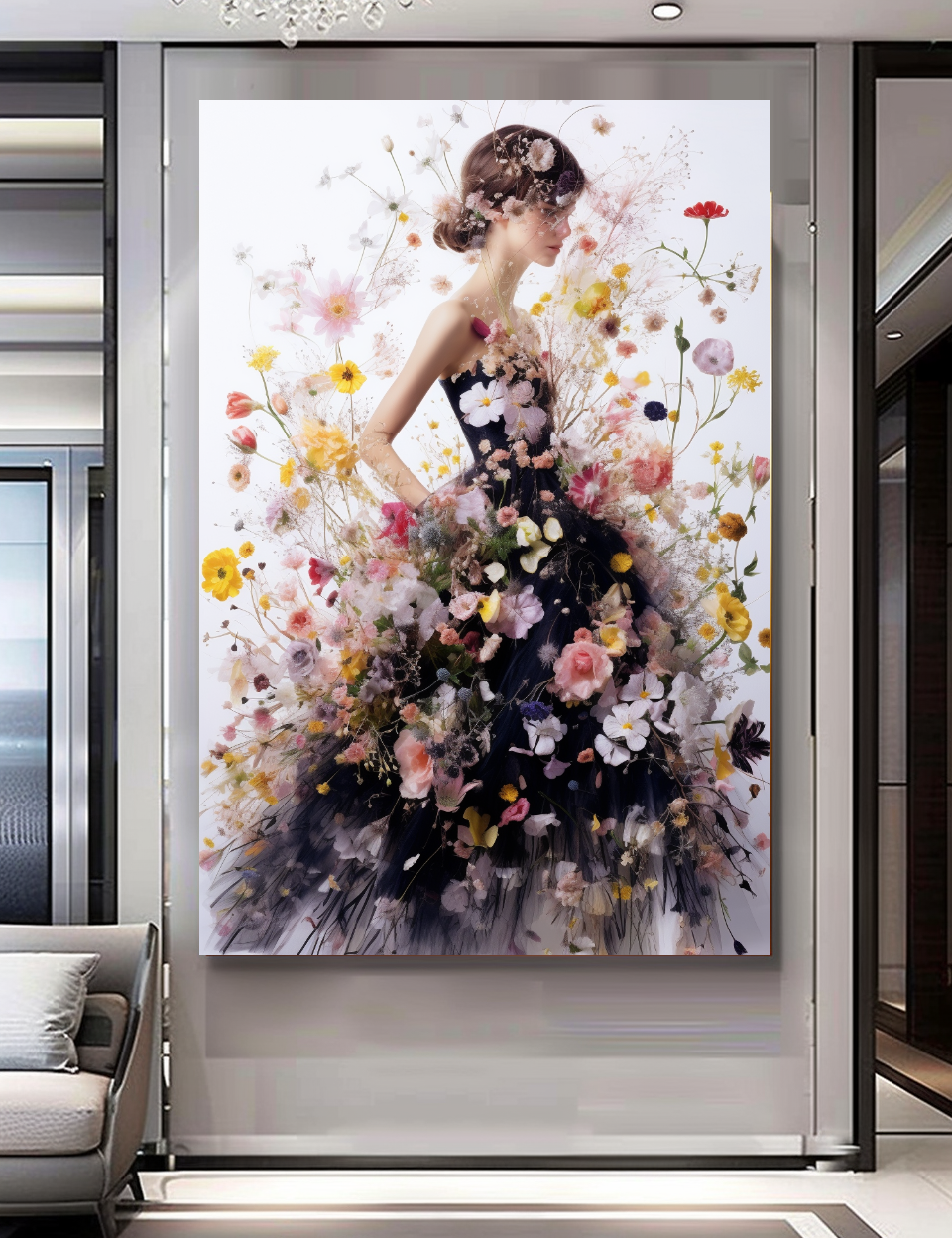 Blooming Flowers Dress - Perfume Floral Woman Art - Chic Home Decor