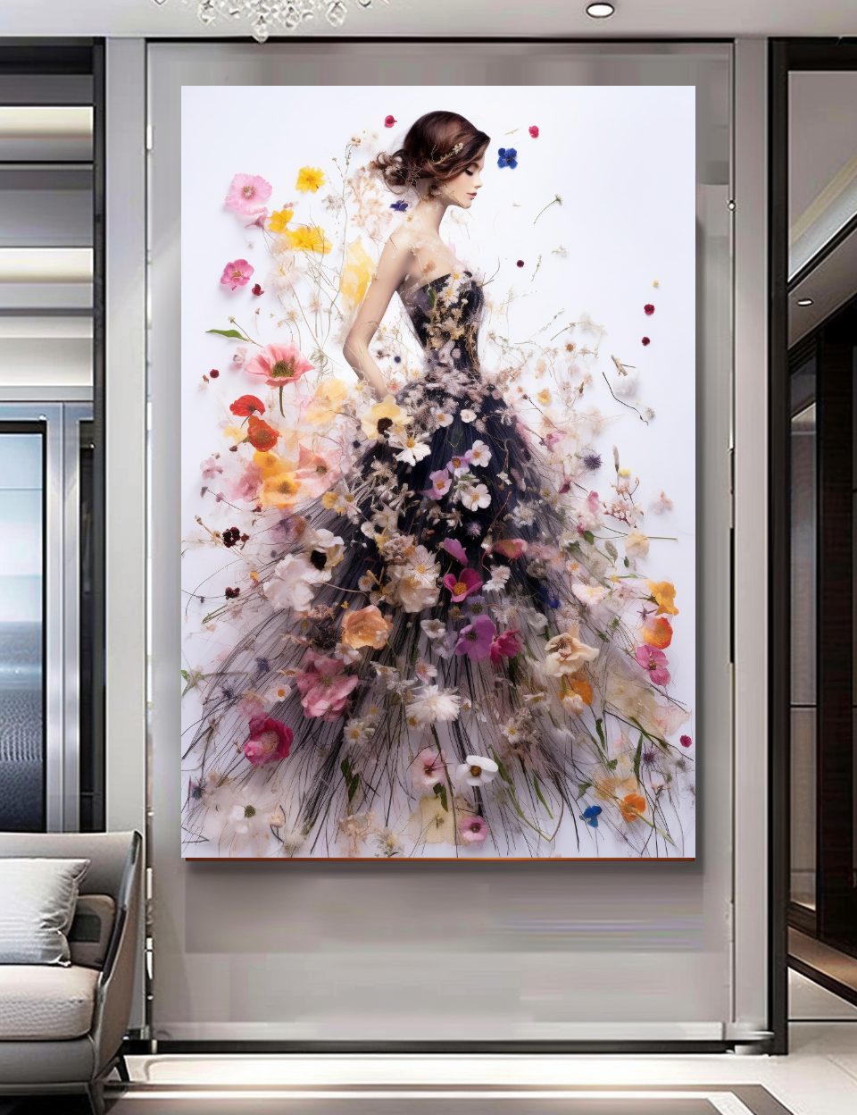 Blooming Flowers Dress - Perfume Floral Woman Art - Chic Home Decor