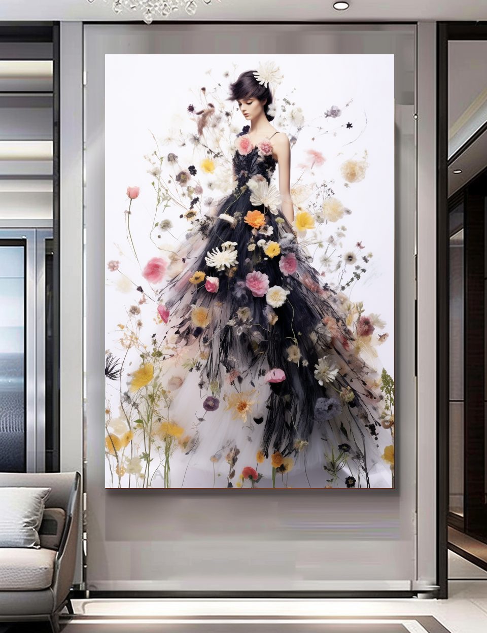 Blooming Flowers Dress - Perfume Floral Woman Art - Chic Home Decor