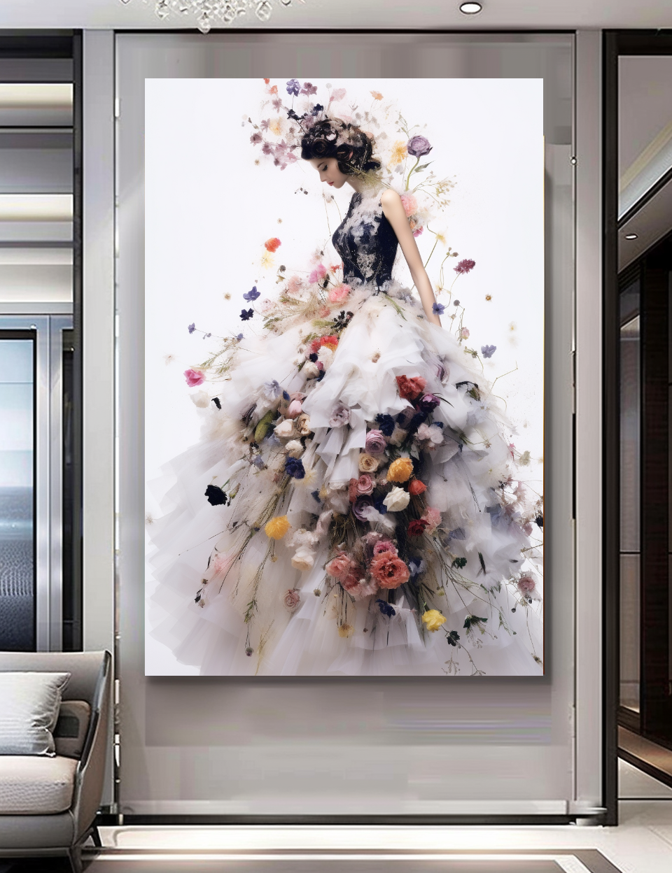 Blooming Flowers Dress - Perfume Floral Woman Art - Chic Home Decor