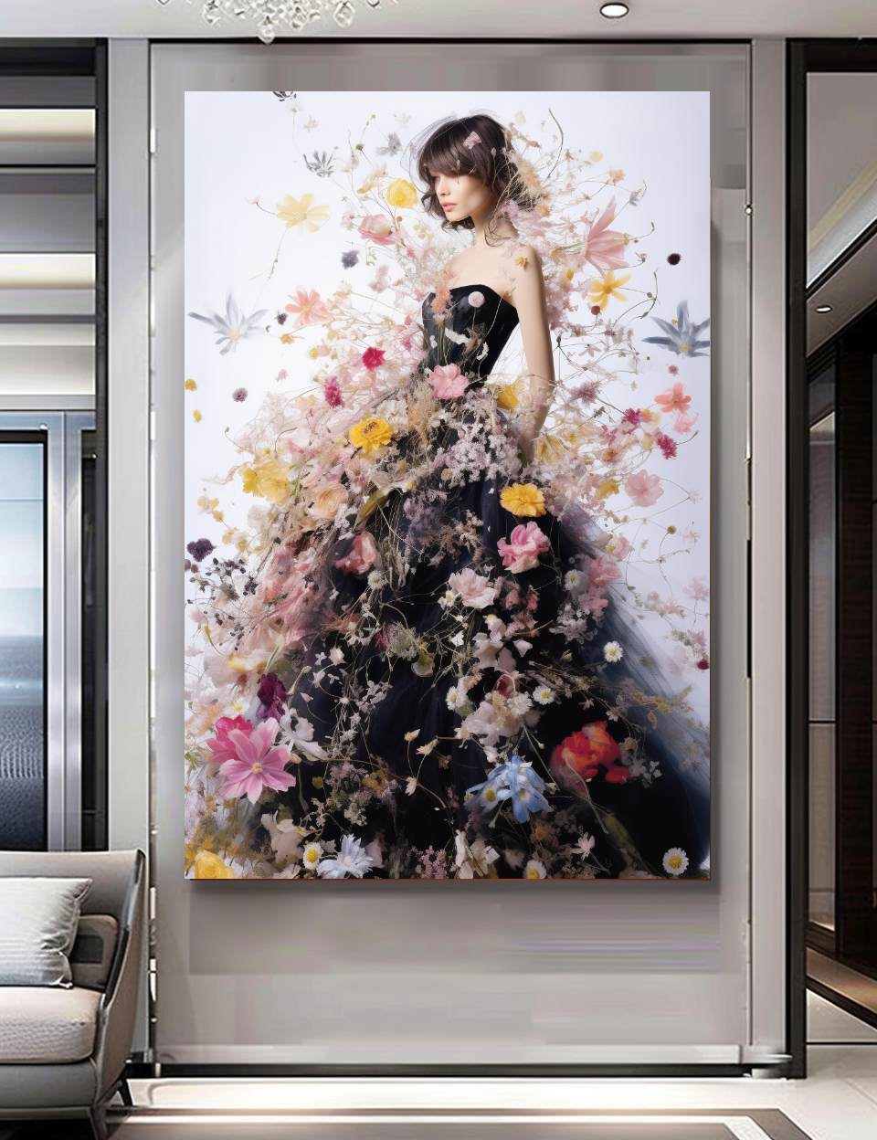 Blooming Flowers Dress - Perfume Floral Woman Art - Chic Home Decor
