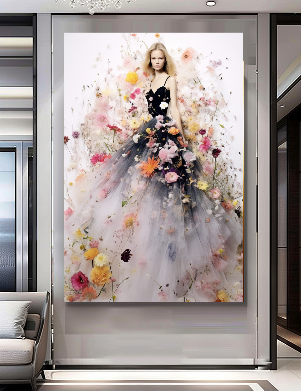 Blooming Flowers Dress - Perfume Floral Woman Art - Chic Home Decor
