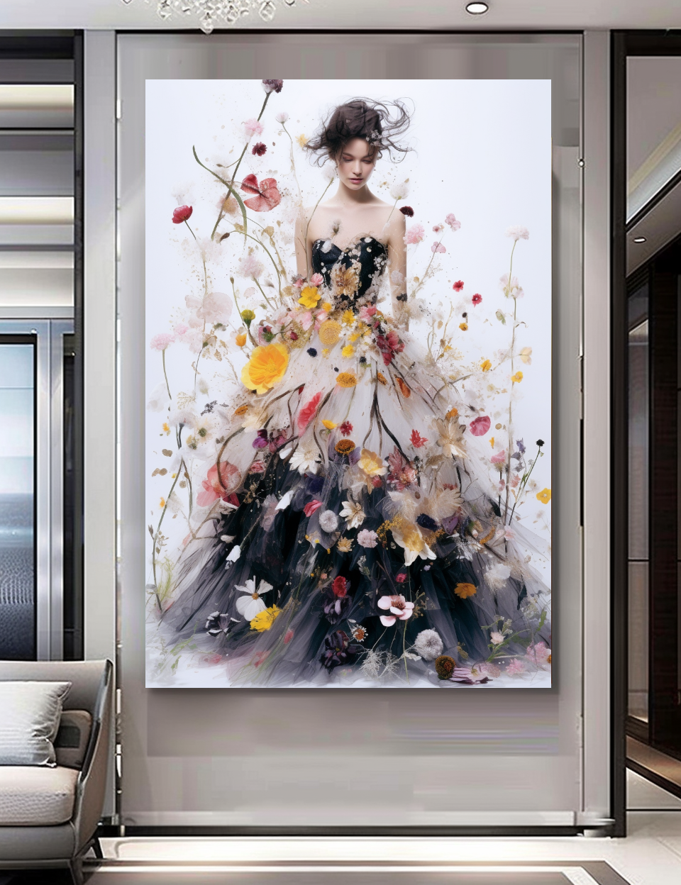 Blooming Flowers Dress - Perfume Floral Woman Art - Chic Home Decor