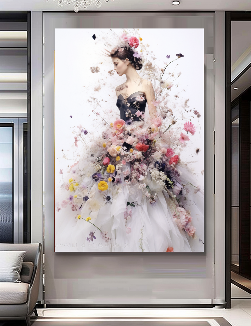 Perfume Floral Woman Art - Blooming Flowers Dress - Chic Home Decor