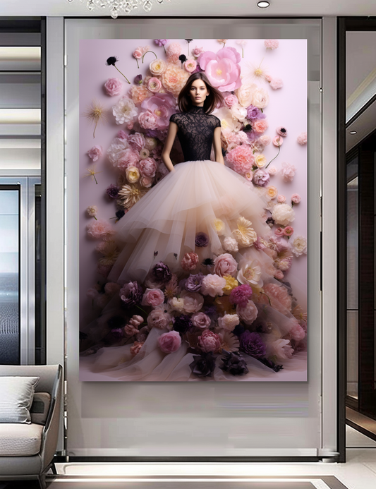 Romantic Blooming Flowers Dress - Perfume Floral Woman Art - Chic Home Decor