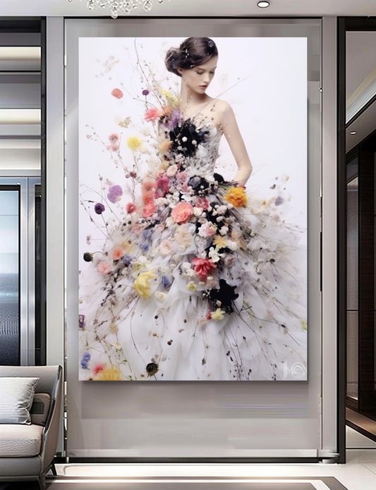 Perfume Floral Woman Art - Blooming Flowers Dress - Chic Home Decor