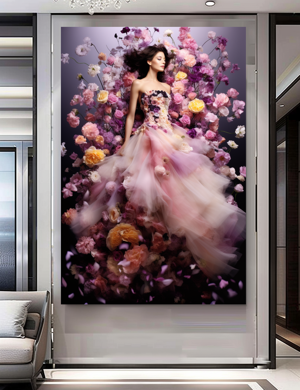 Romantic Blooming Flowers Dress - Perfume Floral Woman Art - Chic Home Decor