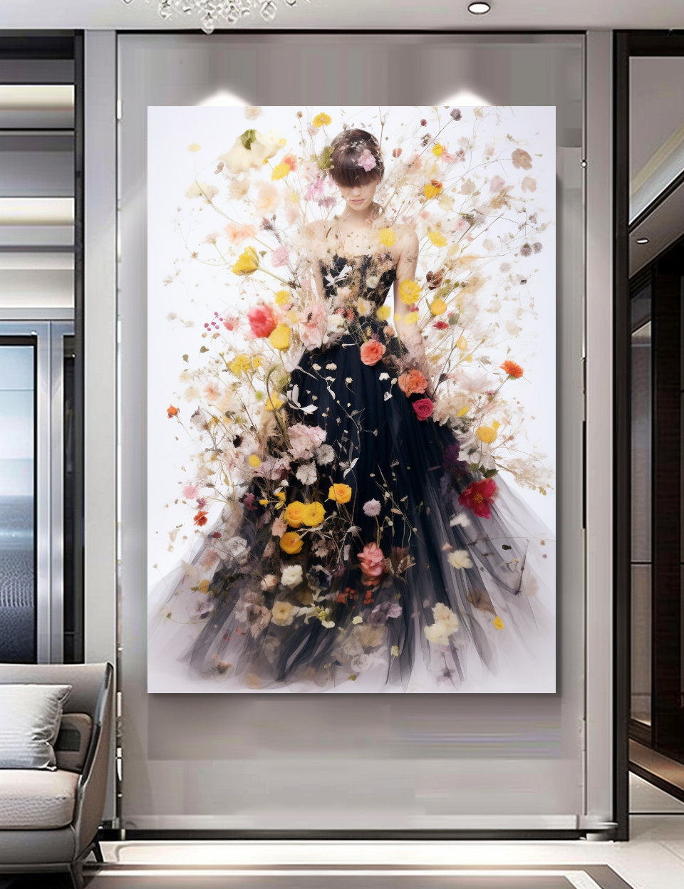 Perfume Floral Woman - Luxury Wall Art on Canvas - Elegant Home Decor
