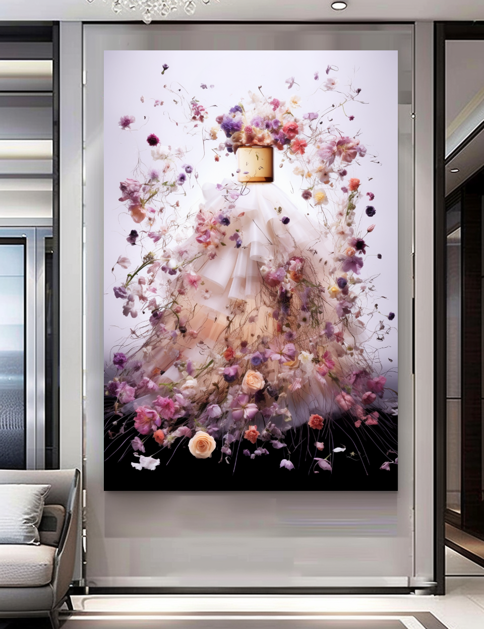 Floral Perfume Bottle Canvas Print - Luxury Wall Art for Modern Decor