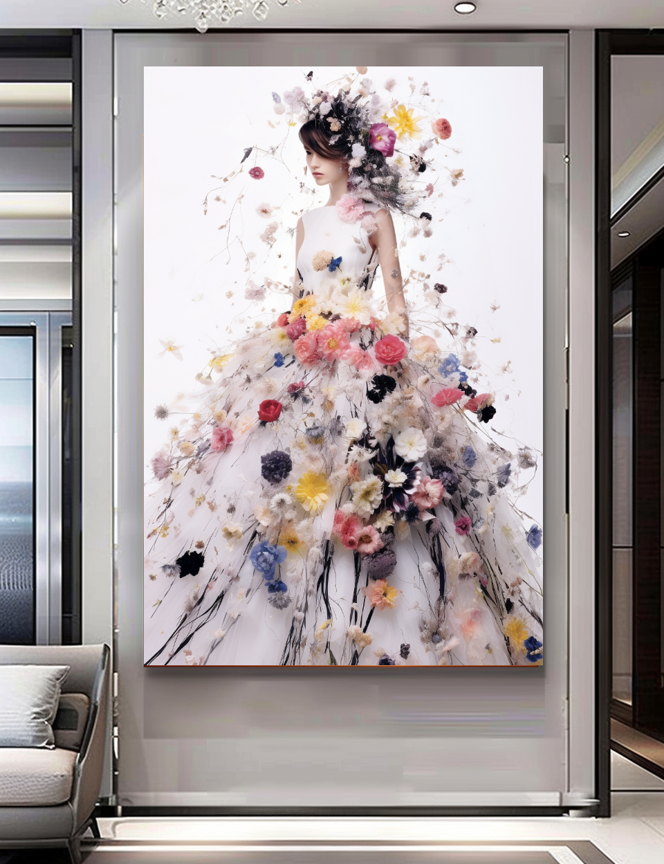 Perfume Floral Woman - Luxury Wall Art on Canvas - Elegant Home Decor