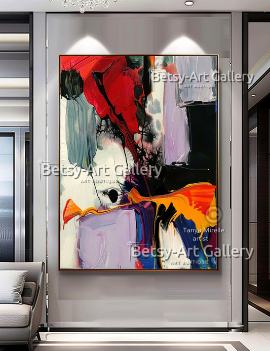 Vivid Colors Modern Wall Art - Textured Impasto Painting #95