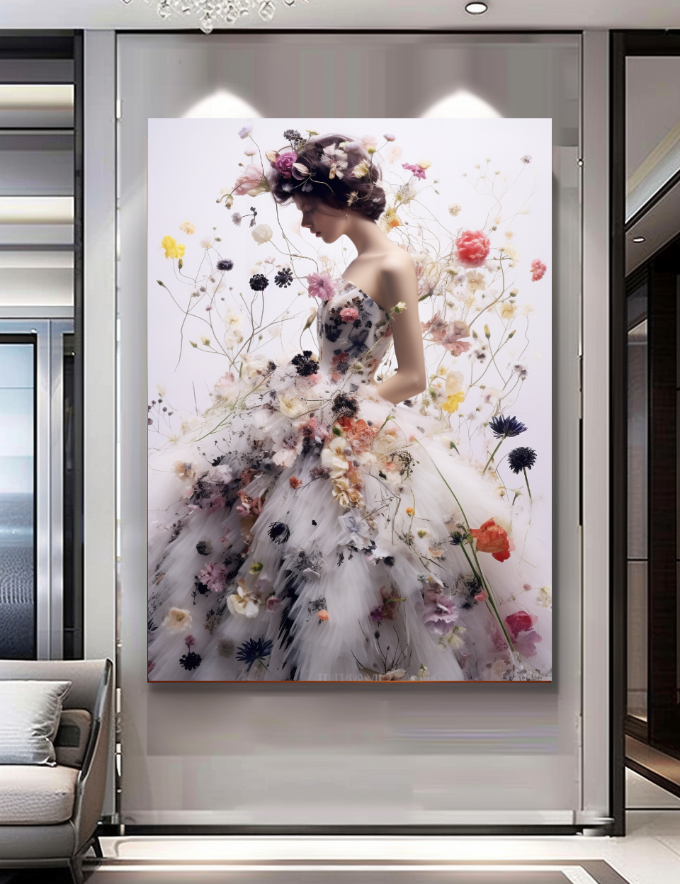 Perfume Floral Woman - Luxury Wall Art on Canvas - Elegant Home Decor