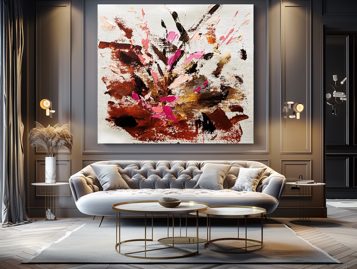 Large Modern Abstract Art for Living room, Impasto Oil Painting on Canvas, Autumn Blossom - Canvas ArtHandmade Art for sale
