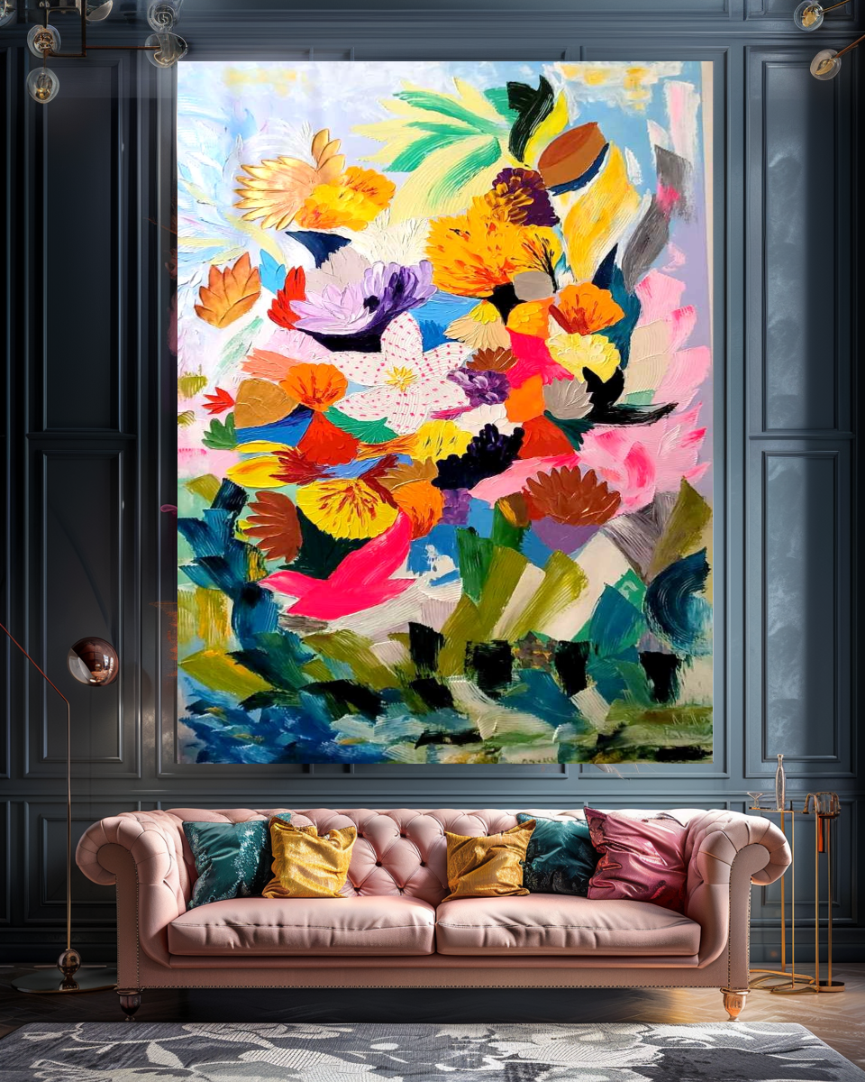 Vibrant Underwater World, Abstract Painting for Living room, Impasto Oil Painting on Canvas