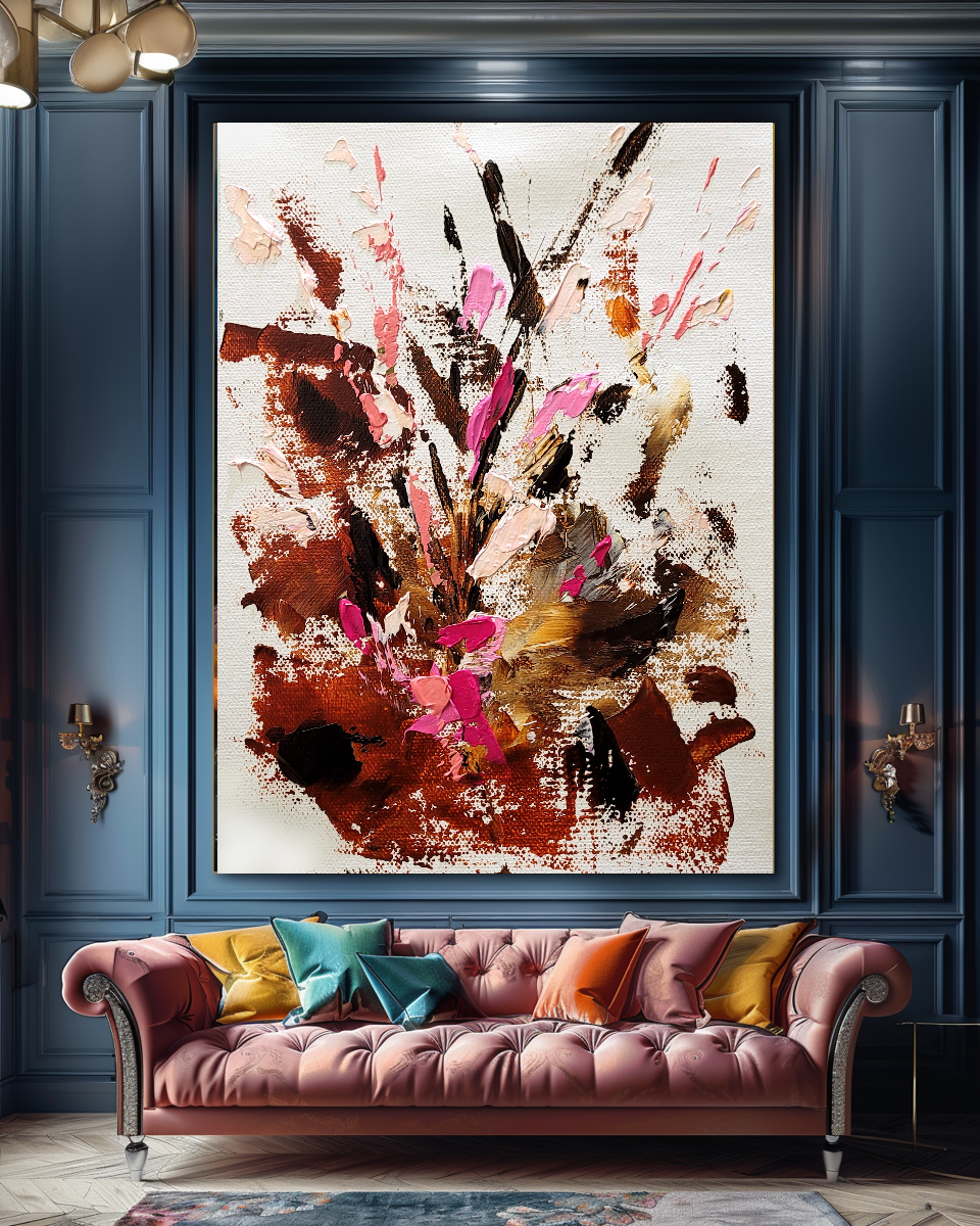 Large Modern Abstract Art for Living room, Impasto Oil Painting on Canvas, Autumn Blossom - Canvas ArtHandmade Art for sale