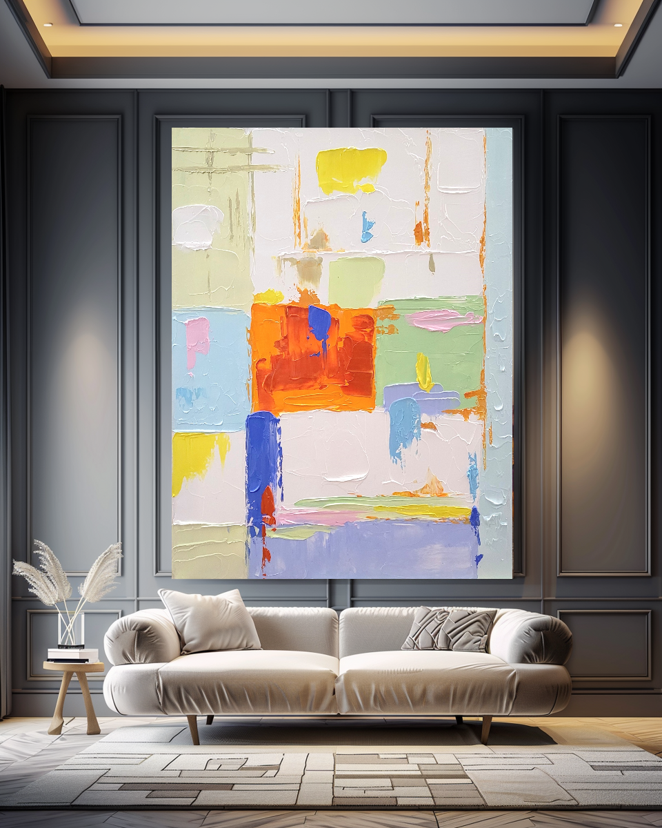 Large Modern Abstract Wall Art for Living room, Impasto Oil Painting on Canvas
