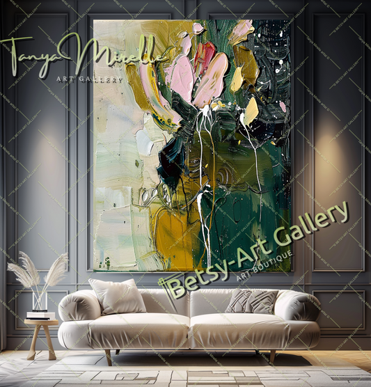 Abstract Expressionist Oil Painting with Bold Colors #193