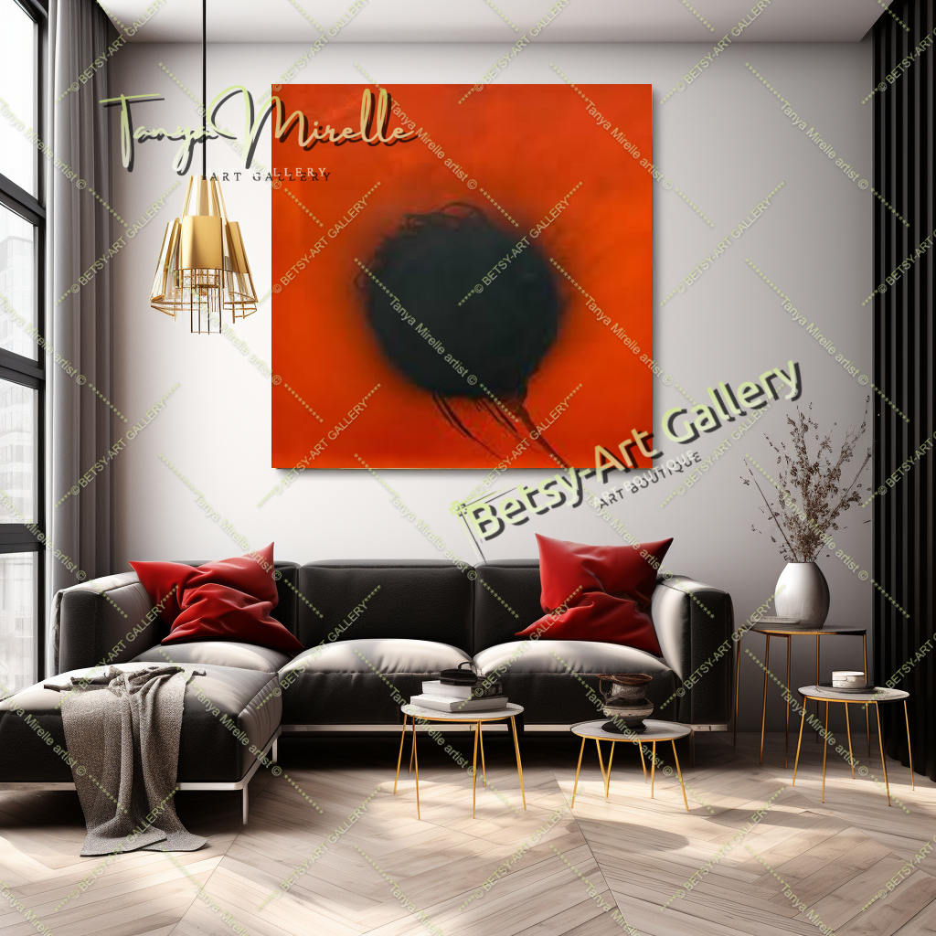 ''Any Fire Flower'' Abstract Art by Otto Piene, Modern Oil Painting on Canvas