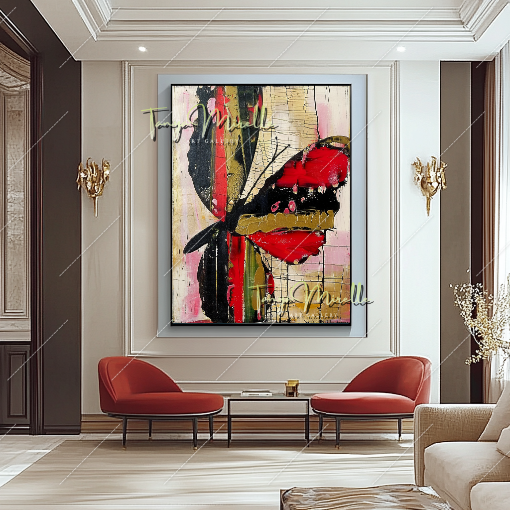 Handmade Abstract Oil Painting, Statement Wall Art #210