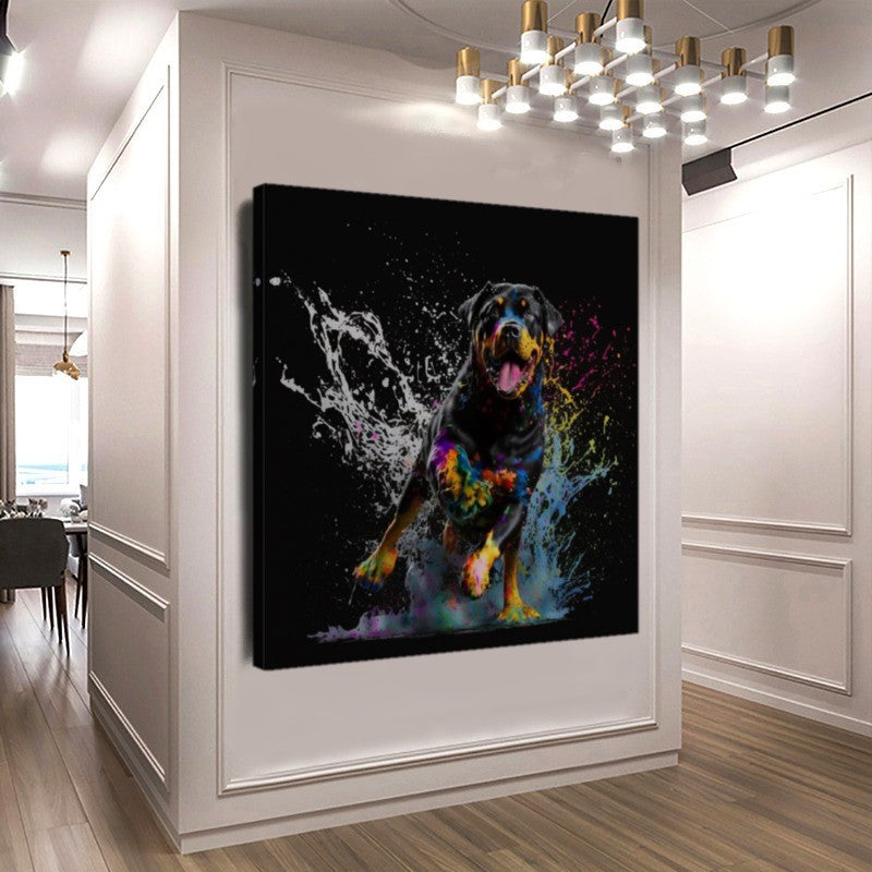 Running Dog Rottweiler - Unique Wall Art Print {{ shop_name }}Prints animal painting animal pictures canvas print canvas wall art colorful wall art dog painting dog print giclée prints graffiti art print graffiti canvas graffiti canvas art graffiti dog print large canvas print large wall art modern art print pop art print print on canvas ready to hang canvas street art on canvas stretched canvas art wall art prints