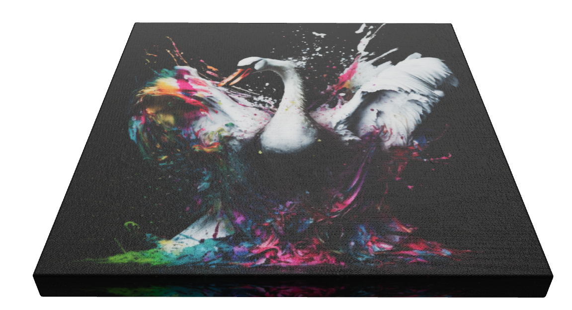 White Swan Colorful Splash - Unique Wall Art Print {{ shop_name }}Prints animal painting animal pictures canvas art canvas print canvas wall art colorful swan art colorful wall art giclée prints graffiti art print graffiti canvas graffiti canvas art large canvas print large wall art modern art print modern print art pop art print print on canvas ready to hang canvas street art on canvas stretched canvas art swan art print swan painting wall art prints