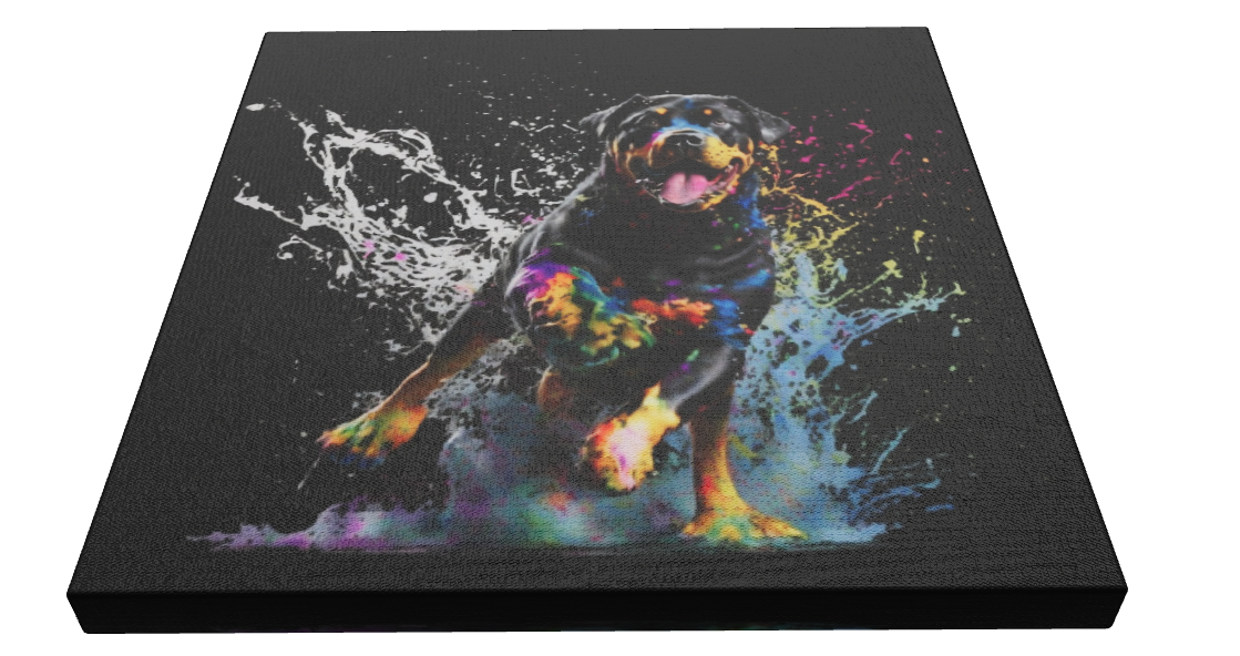 Running Dog Rottweiler - Unique Wall Art Print {{ shop_name }}Prints animal painting animal pictures canvas print canvas wall art colorful wall art dog painting dog print giclée prints graffiti art print graffiti canvas graffiti canvas art graffiti dog print large canvas print large wall art modern art print pop art print print on canvas ready to hang canvas street art on canvas stretched canvas art wall art prints