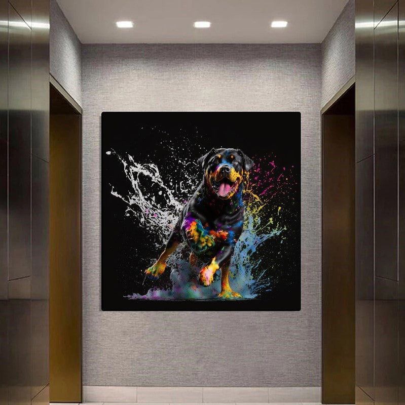 Running Dog Rottweiler - Unique Wall Art Print {{ shop_name }}Prints animal painting animal pictures canvas print canvas wall art colorful wall art dog painting dog print giclée prints graffiti art print graffiti canvas graffiti canvas art graffiti dog print large canvas print large wall art modern art print pop art print print on canvas ready to hang canvas street art on canvas stretched canvas art wall art prints