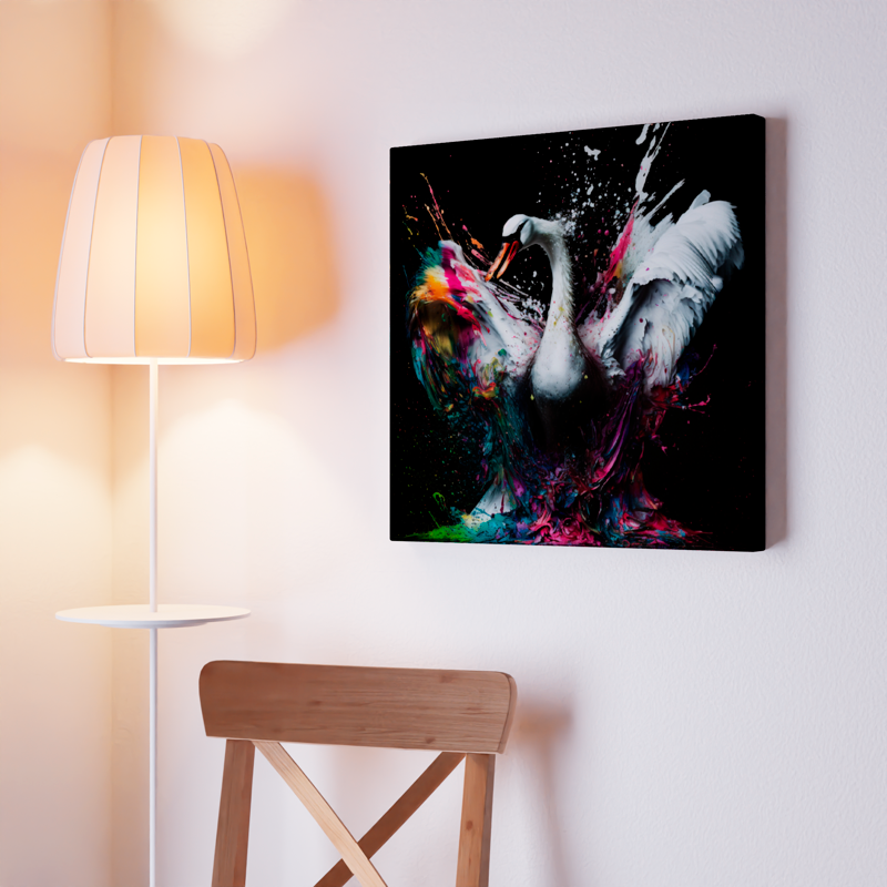 White Swan Colorful Splash - Unique Wall Art Print {{ shop_name }}Prints animal painting animal pictures canvas art canvas print canvas wall art colorful swan art colorful wall art giclée prints graffiti art print graffiti canvas graffiti canvas art large canvas print large wall art modern art print modern print art pop art print print on canvas ready to hang canvas street art on canvas stretched canvas art swan art print swan painting wall art prints