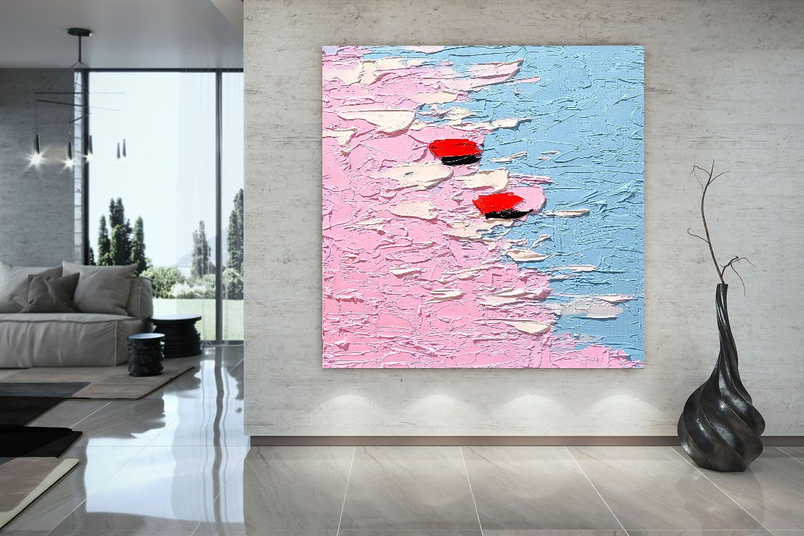 Pastel Breeze - Abstract Floral Impasto Painting on C anvas, Modern Wall Art Decor for Home, Office