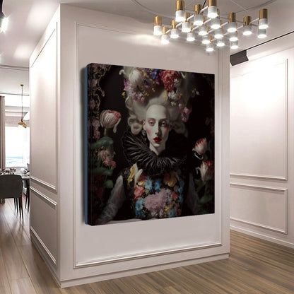 Marie Antoinette Floral Elegance - Renaissance-Inspired Canvas Print